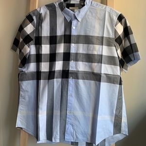 Men's Burberry Short Sleeve Shirt Light Blue